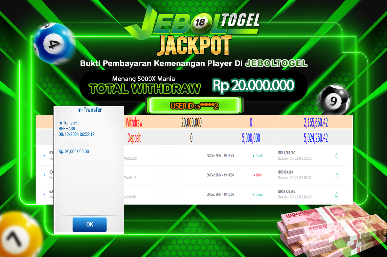Bukti JP ( 8 Desember 2024 ) Lunas 20,000.000, -